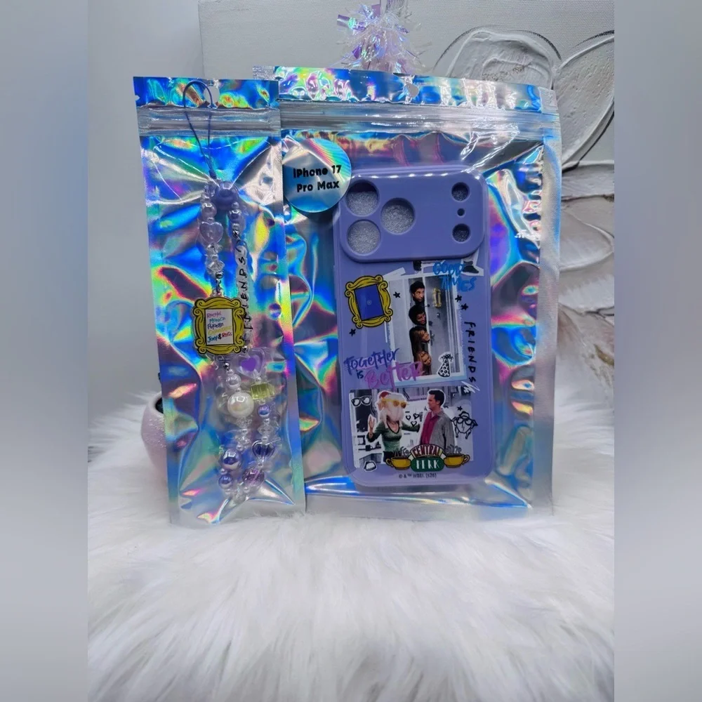 Friends Themed iPhone 17 Pro Max Case with Matching Beaded Strap style 2